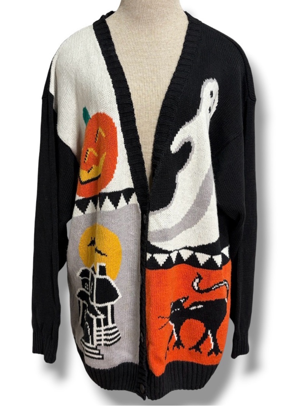 Vintage Expressions Plus Womens 2X Halloween Novelty Cardigan Sweater